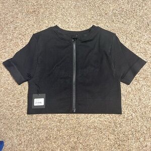 SET ACTIVE Moto Zip Top in Onyx